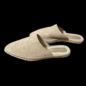 Freda Salvador  Austin Caramel Light Beige Suede Espadrille Mules Sz 38